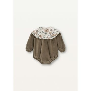 Popelin Green Romper Suit with Yoke