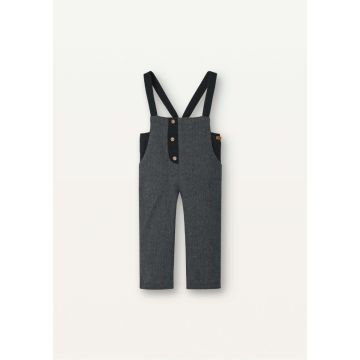 Popelin Grey Micro-herringbone Contrasting Dungarees 