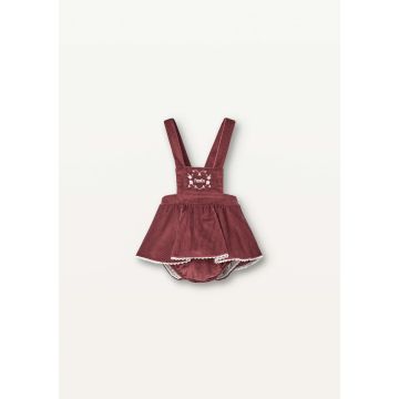 Popelin Burgundy Playsuit with Skirt