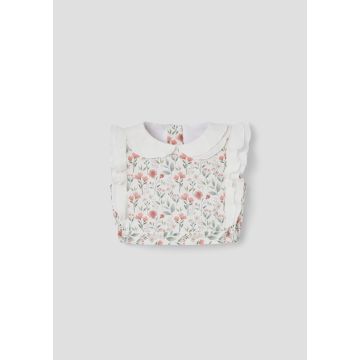 Popelin Poppy Pattern Short Top with Double Baby Collar