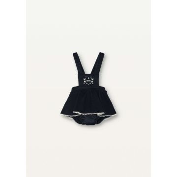 Popelin Black Playsuit with Skirt