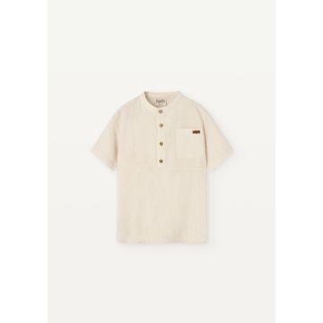 Popelin Off-white Mandarin Collar Shirt