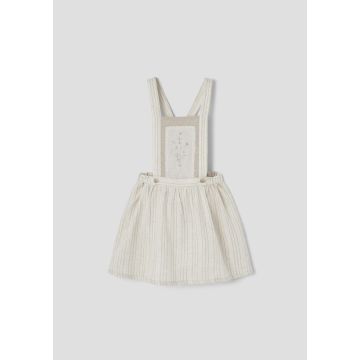 Popelin Silver Lurex Short Skirt with Embroidered Bib