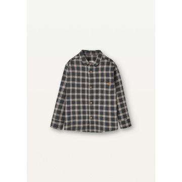 Popelin Grey Plaid Shirt with Collar 