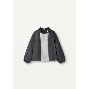 Popelin Grey Shirt with Pleats