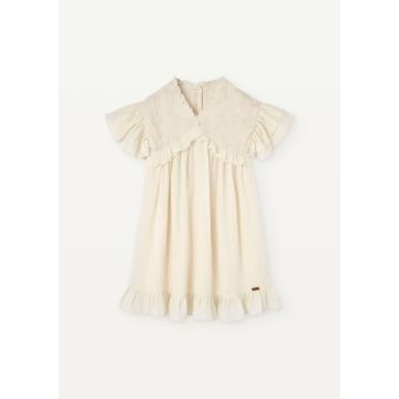 Popelin Off-white Embroidered Tulle Dress With Yoke