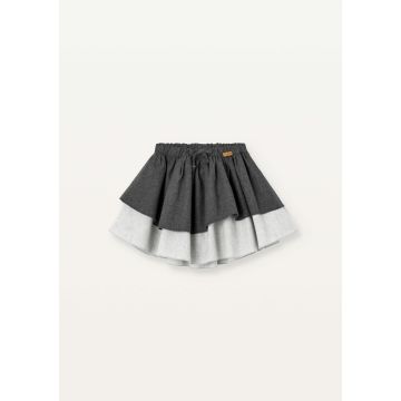 Popelin Anthracite Grey Double Layer Short Skirt 