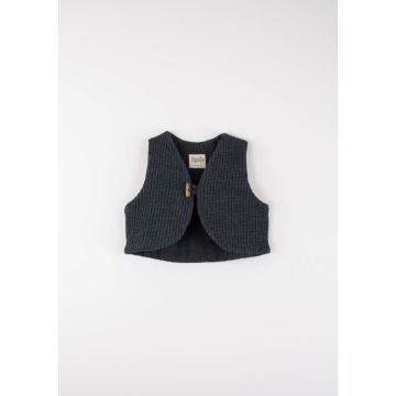 Popelin Anthracite Grey Woollen Mini Waistcoat 