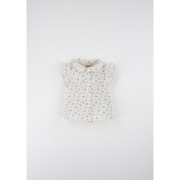 Popelin Floral Blouse with Baby Collar