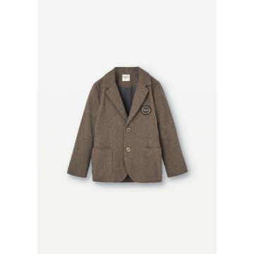 Popelin Brown Micro-herringbone Blazer