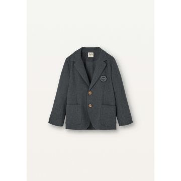 Popelin Grey Micro-herringbone Blazer