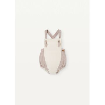 Popelin Off-white dungaree romper suit with straps