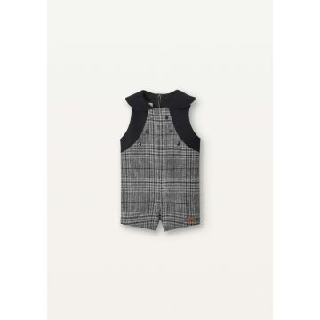 Popelin Grey Plaid Woollen Dungarees