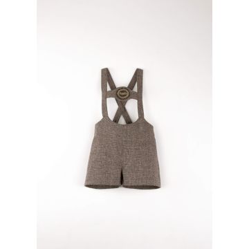 Popelin Brown Oxford Cloth Short Dungarees
