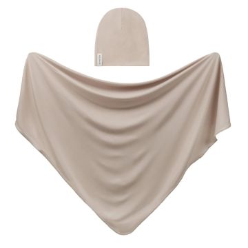 Ely And Co Modal Swaddle And Beanie Set Tan