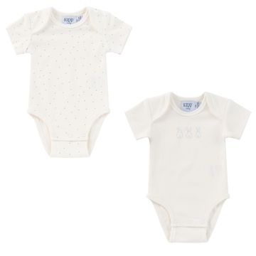 Kipp Cotton Bunny/Dot Bodysuit 2pk Stone