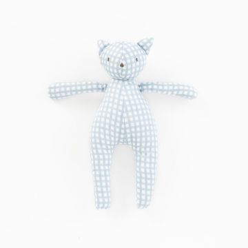 Kipp Gingham Teddy Rattle Blue