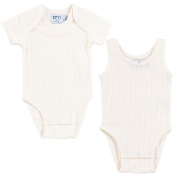 Kipp Pointelle Scallop Bodysuits Set of 2 White