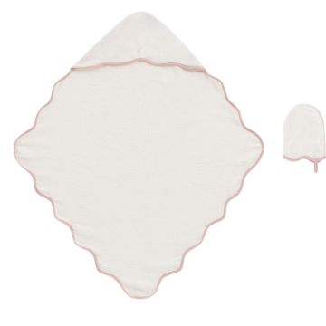 Kipp Baby Pink Scallop Towel & Mitt Set