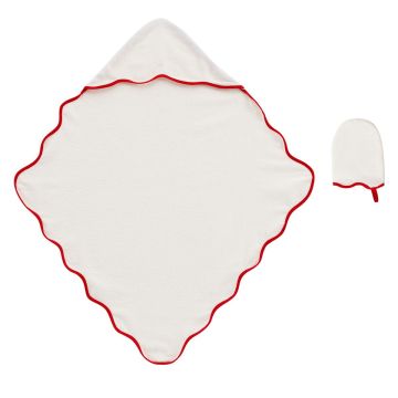  Kipp Baby Red Scallop Towel & Mitt Set