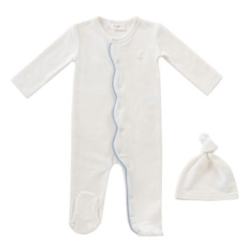 Kipp Baby Blue Scallop Terry Romper & Hat Set