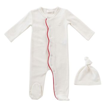 Kipp Baby Red Scallop Terry Romper & Hat Set