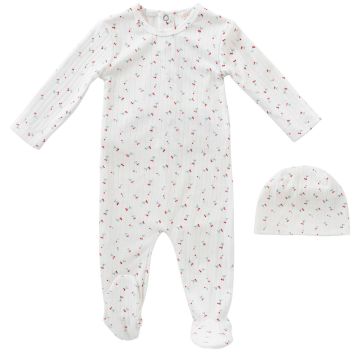 Kipp Baby White Cherry Romper & Hat Set
