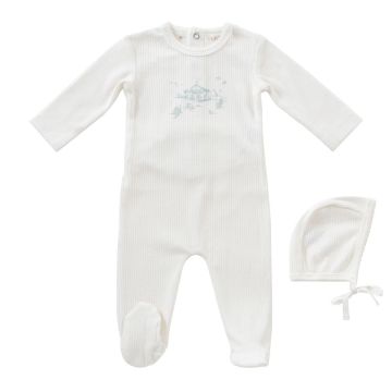 Kipp Baby Blue Carousel Romper & Bonnet Set