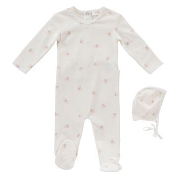 Kipp Baby Pink Butterfly Romper & Bonnet Set