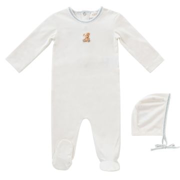 Kipp Teddy Romper & Bonnet - Blue Kipp Teddy Romper & Bonnet - Blue
