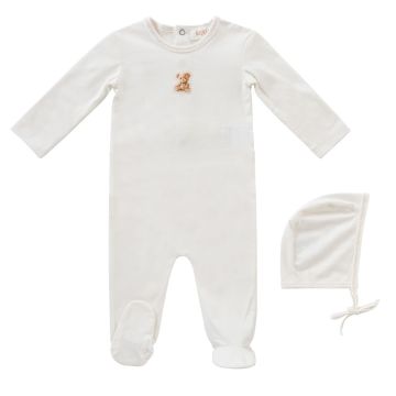 Kipp Baby Pink Teddy Romper + Bonnet Set