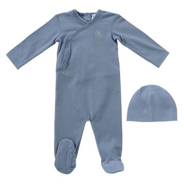 Kipp Baby Blue Logo Wrap Romper + Hat Set