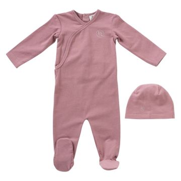 Kipp Baby Pink Logo Wrap Romper + Hat Set