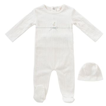 Kipp Baby Sage String Bow Romper + Hat Set