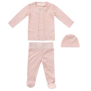 Kipp Baby Pink Pointelle Knit 2PC & Hat Set