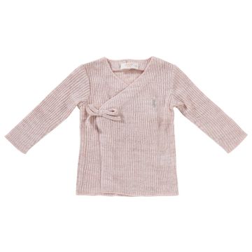 Kipp Baby Pink Slub Knit Wrap Sweater