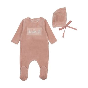 Bee & Dee Tea Time Velour Footie Footie with Bonnet