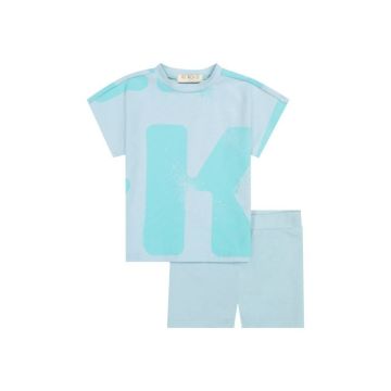 RetroKid Tess Logo All Over Baby Boy Tshirt + Shorts Set Blue Green