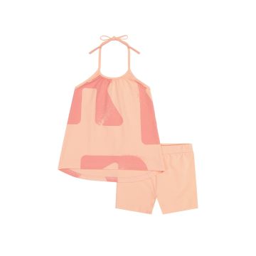 RetroKid Tess Logo All Over Halter Baby Girl Set Pink Coral