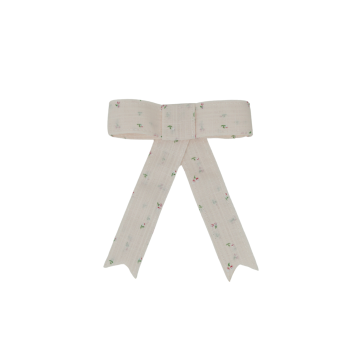 Bandeau Tiny Floral Linen Medium Bow Clip