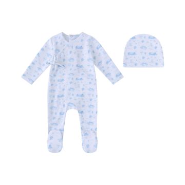 Mini label Toile Garden Print -Boys Footie and Hat