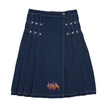 Bopop Embroidered Horse Collection Skirt Navy