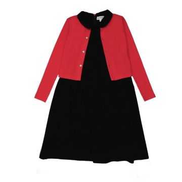 Bopop Sleeveless Short Maxi with Red Cardigan 