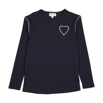 Bopop Navy Heart LS Tee
