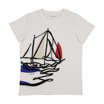Bopop Boat Sketch Boys Tee