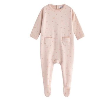Oubon Tulip Print Pink Ground Footie