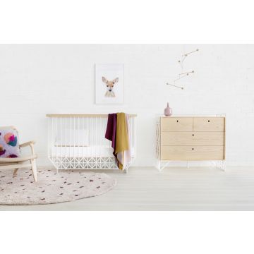 Ubabub Mod 4-Drawer Dresser in Warm White and Natural Finish