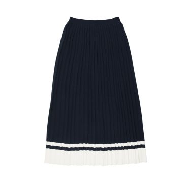 Coco Blanc Accordian Pleated Skirt Navy/Ivory