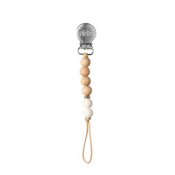 Picky Baby Silicone and Wood Simple Pacifier Clip Creamy White