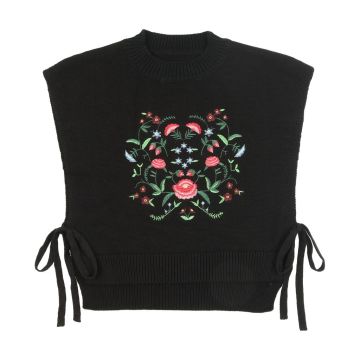 Urban Edge Embroidered Knit Vest Black